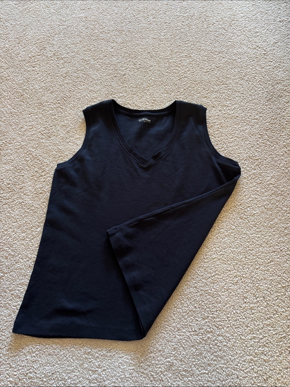 100% Cotton Northern Reflections Black V-Neck Sleeveless Top